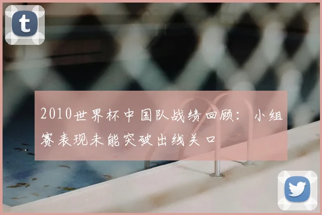 2010世界杯中国队战绩回顾:小组赛表现未能突破出线关口